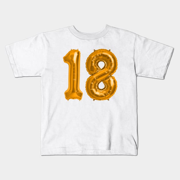 Bright Orange 18th Birthday Metallic Helium Balloons Numbers Kids T-Shirt by podartist